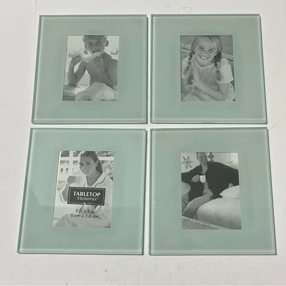 Tabletop Memories Glass Photo Coasters Holds 2